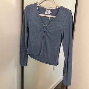 Blue, long sleeve, cute top